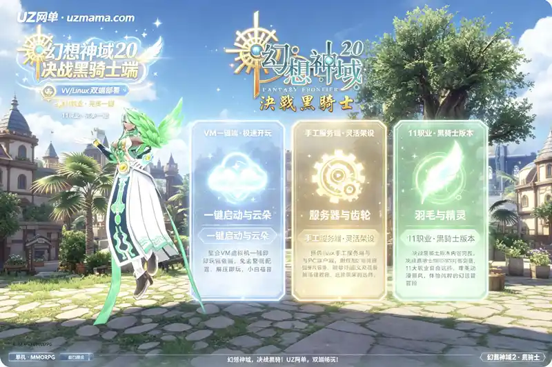 《幻想神域2决战黑骑士》11职业单机珍藏版：VM一键端+Linux手工端+PC客户端+完整视频教程